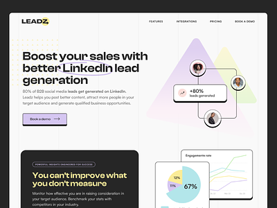 Leadz, Landing page for boost your linkedin profile branding framer landing landing page logo ui user interface ux