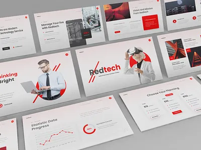 Red Technology Presentation Template simple