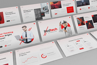 Red Technology Presentation Template simple