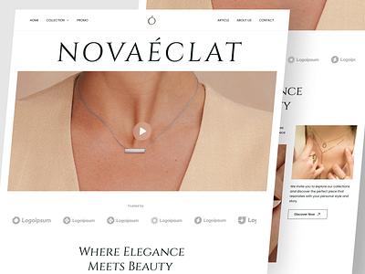 NovaEclat - Luxury Jewlery Website beauty brand identity branding clean elegant fashion gold landing page landing page design minimal minimalism modern product typography ui ux web design website website design