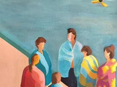 Swimmers, a new painting, from my studio branding design graphic design graphics illustration impressionism logo painting video