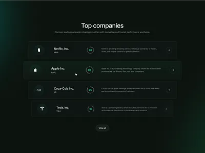 Website section - Stacked card dark design glassmorphism modern section ui website