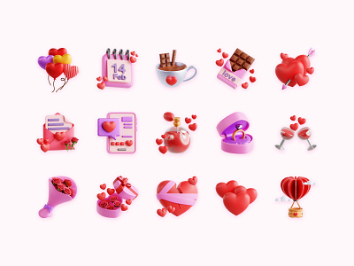 Free Valentine's Day 3D Icons 3d 3d icon 3d illustration b3d blender icon illustration love valentine