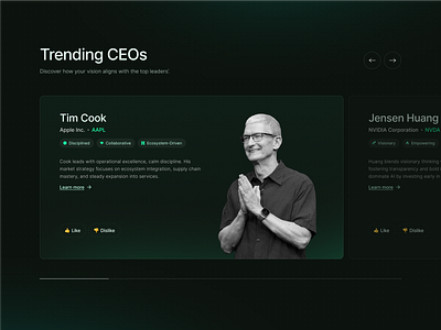 Website section - Carousel dark design glassmorphism modern tech ui website