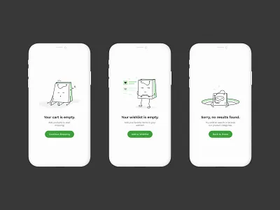 Empty state For Online Shop or E-commerce app branding cart design ecommerce empty empty state illustration line art no result online shop products shop shopping ui ux web website whishlist