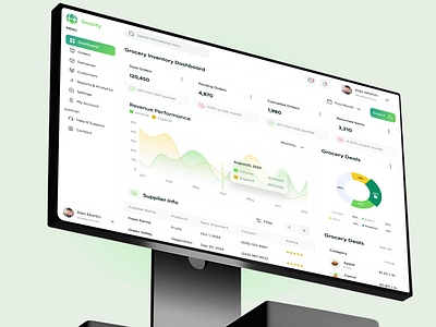 Grocery Admin Dashboard – UI UX admin panel analytics app design clean design dashboard dashboard design data visualization design inspiration ecommerce groceryapp inter action design minimal design product design saas ui design user experience user interface ux design web app web dashboard