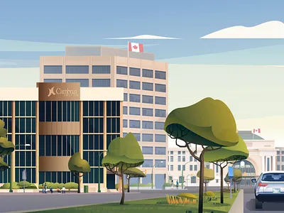 Downtown Winnipeg Motion Graphic bank banking branding building canada city color community creditunion digitalart flat illustration image landscape manitoba motion motion graphics nature ux winnipeg