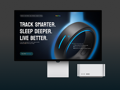 Landing Page Design for Smart Ring – NeoRing branding clever design diamond home page jewelry landing page minimal product product design ring rings service smart ring startup tracker ux web web design website