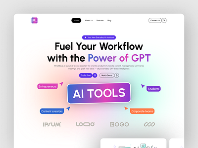 AI Tools Landing Page – Modern, Clean & Smart Design appdesign brandingdesign cleanui conceptdesign creativeui designinspiration digitaldesign interactiondesign landingpage minimaldesign modernui productdesign trendingui uidesign uiux uxdesign uxinspiration visualdesign webdesign websiteui