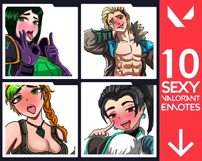 SEXY Valorant 10 twitch and discord emotes badges discord emotes stream twitch valorant