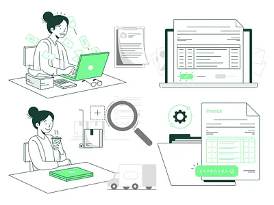 Assets for invoice and order management branding business illustration invoice vector