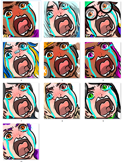 Valorant CRY Twitch emotes - 10 characters badges discord emotes stream twitch valorant youtube