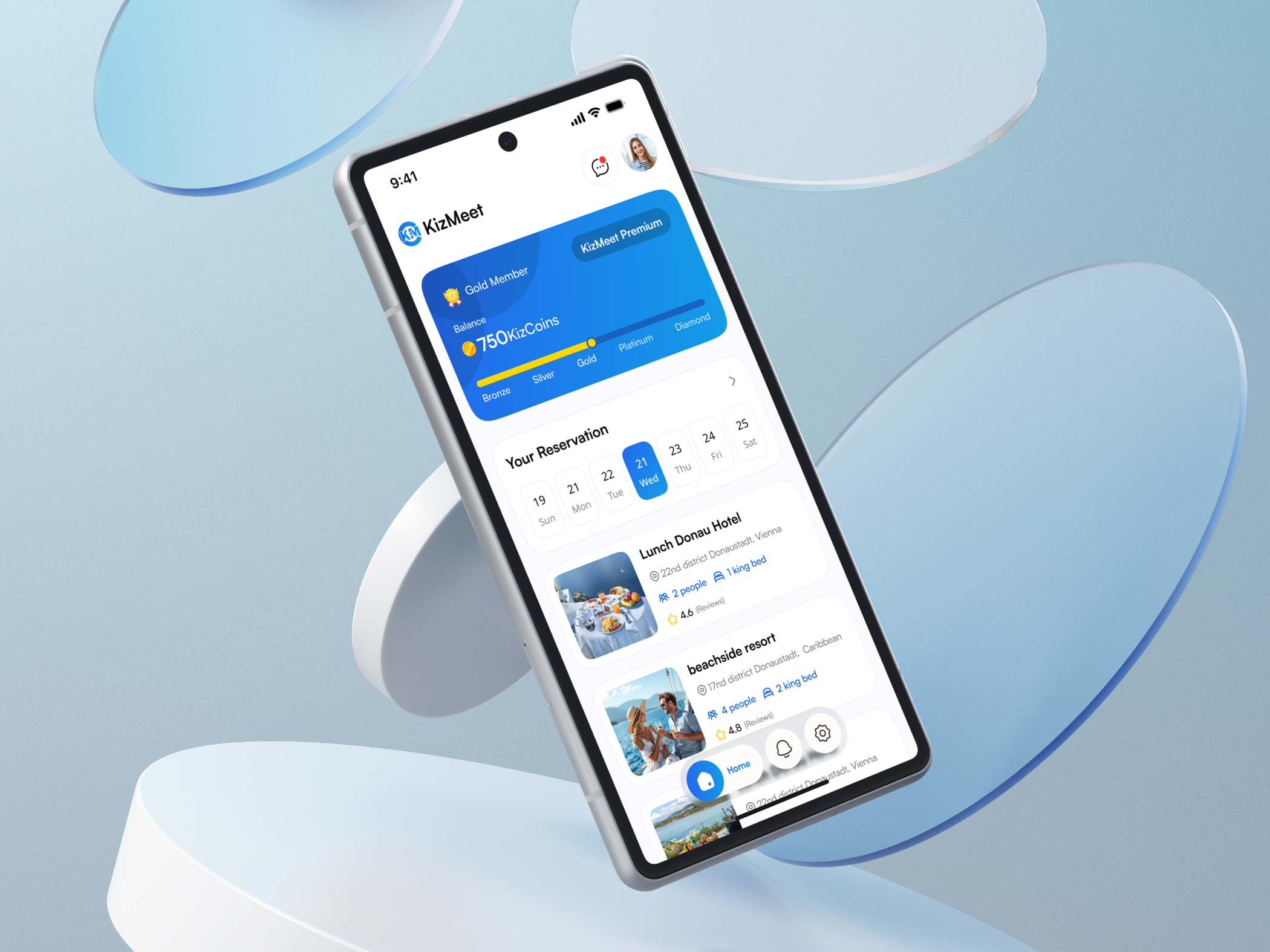 KizMeet - Dinner Reservation & Event Booking App android app booking design dinner event ios lunch meetup minimal mobile product reservation restaurant ui ux