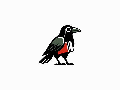 Scholarly Raven Logo bird book branding creative crow design education icon identity illustration knowledge logo mark nature raven scholarly symbol vector wings wisdom