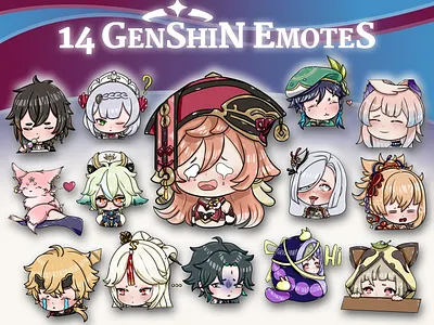 28x Genshin Impact Emotes for Twitch/Discord badges discord emotes genshin impact sticker stream twitch youtube