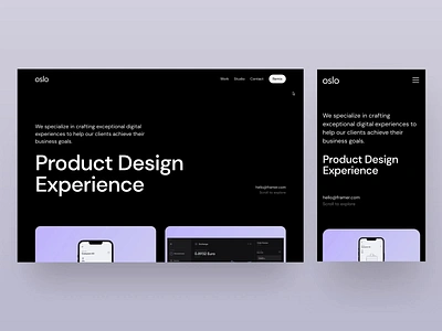 Oslo — Free Framer Creative Portfolio Template agency breakpoints dark dwonload framer free interaction motion porftolio template typography web webdesign website