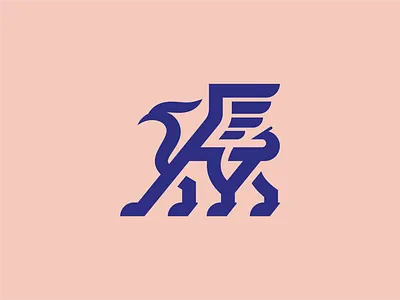 Blue Griffin Meets Orange: A Striking Logo animal blue bold creatures graphic design griffin griffon gryphon logo logo design logotype minimal minimalist myth mythology orange powerful stylized symbol symbolic