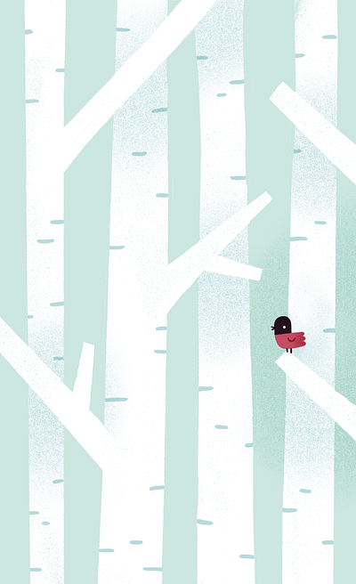 Chirp birch bird bullfinch character chirp forest illustration procreate singing texture tree twitter