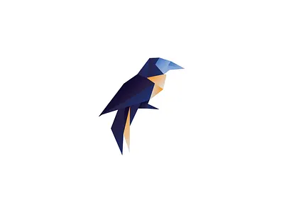 Raven Bird geometric logo design - branding design geometric bird logo geometric logo logo logo design low poly polygonal logo raven esports logo raven logo