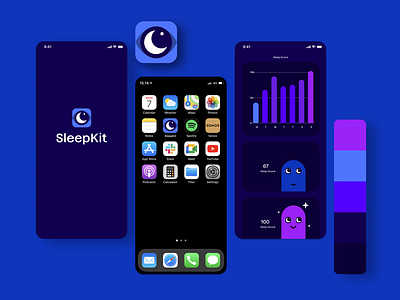 SleepKit - Sleep Tracking App app app icon branding design eye eye icon eye logo icon illustration logo meditation app mindfulness moon moon logo sleep app sleep tracker logo sleep tracking app ui vector visual identity