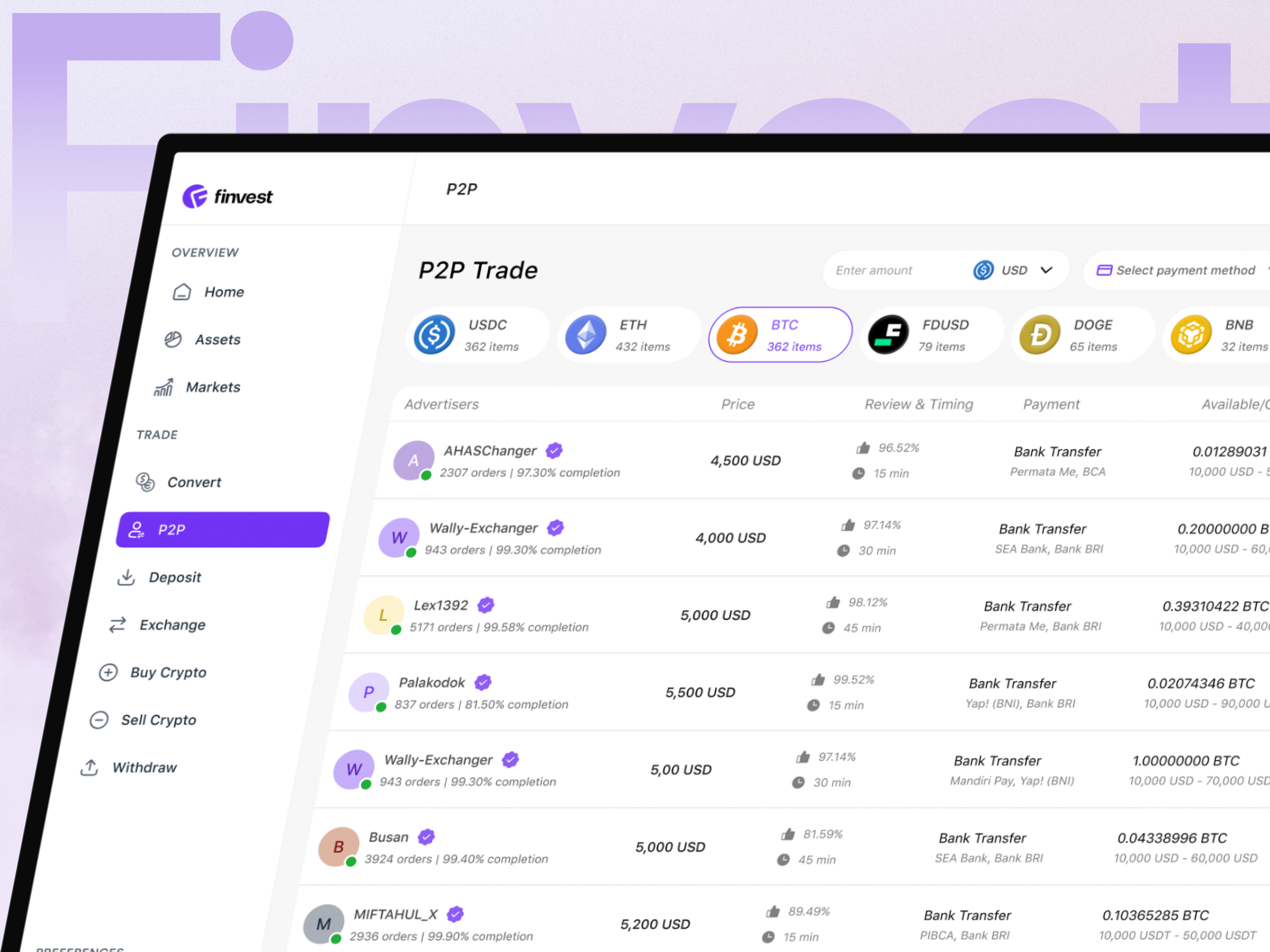 Finvest - P2P Trading Dashboard Design animation app design branding card dashboard dashboard design ecommerce fintech dasboard icons illustration landing page logo logo design mobile mobile app p2p dashboard p2p trading product design typography web design