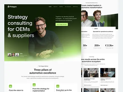 Polagon - Strategy Business Landing Page agency automotive consulting automotive leaders business case landing page business growth company landing page consulting consulting business corporate digital transformation landing page oems operational exellence personal website startup strategic consultant strategy business studio supplier website