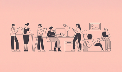 Office branding character editorial illustration office people