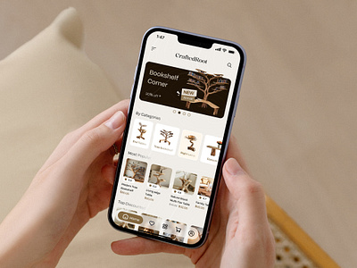 Wood Mobile App - Home, Product Detail, Top Picks app design eco ecommerce app furniture mobile app mobile app wood application wood home wood mobile app wood ui