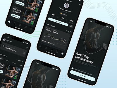Sportio - Gym & Workout Mobile App 🏋️ accessibility animation app branding clean darkmode design dribbble figma gym minimal motion graphics typography ui ui design ux web design website