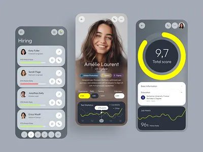 HR & Recruitment Mobile Platform android app design clean design data visualization design employee platform hiring app hr app interface ios job platform mobil ui mobile app mobile app design modern app design product design recruitment talent management ui ux user interface