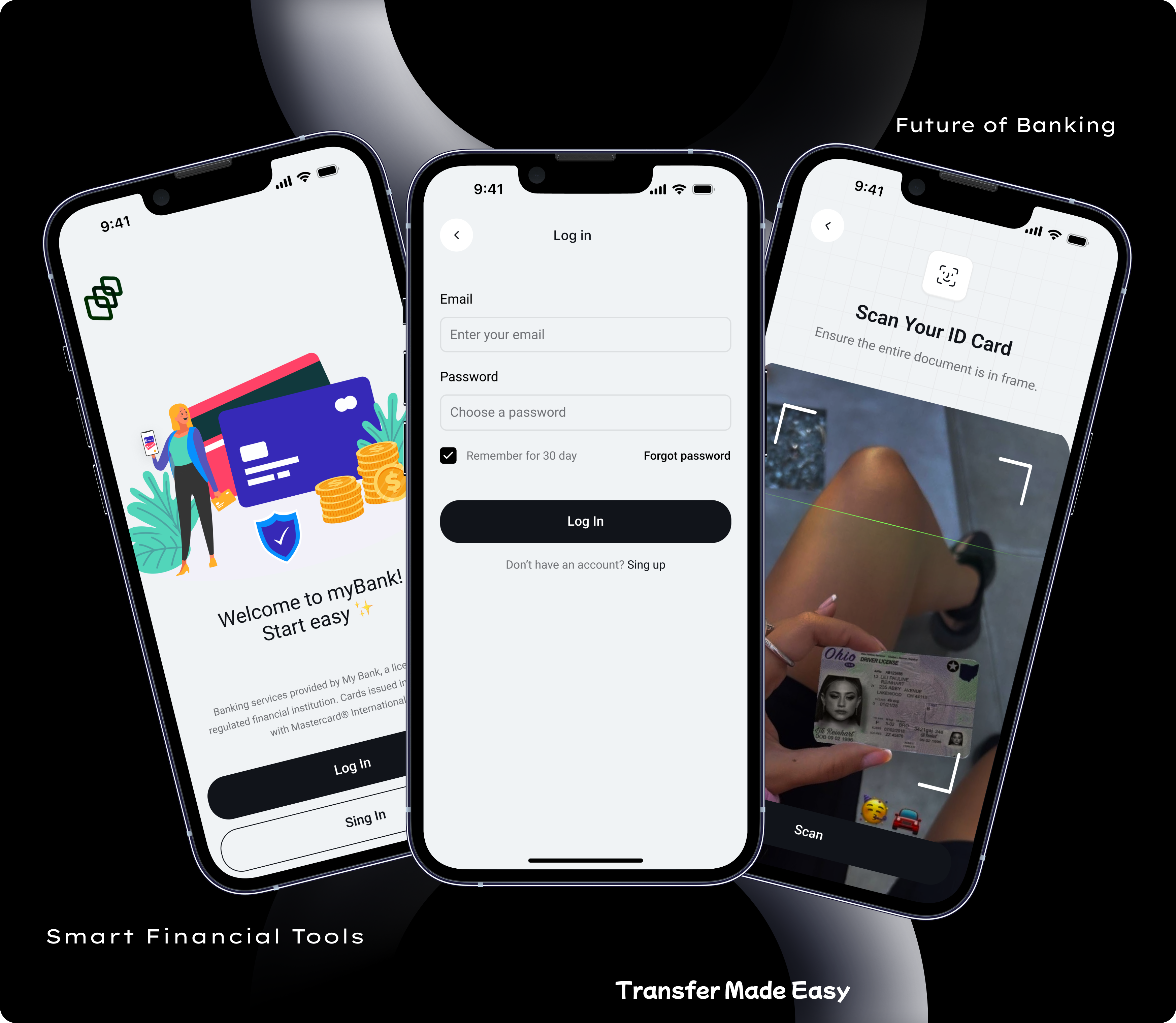 Digital Banking (From Welcome to Verification) appdesign authentication banking app finance app fintech login minimal ui onboarding productdesign settings ui ui ux