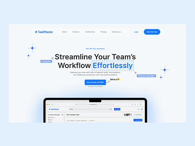 Project management - SaaS Landing Page - Hero section hero section landing page project management taskmaster top ui design ui