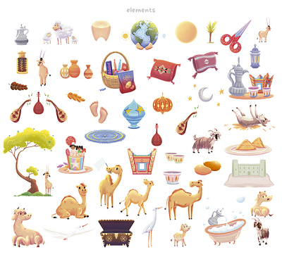 Culture of Oman, cliparts & illustrations for card game design arabic card game childrens illustrations cliparts culture graphic design illustration kid art memory cards oman procreate