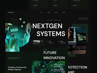 Cyber Technology Dark Futuristic Landing Page about us ai dashboard design app artificial intelligence blog button card cyber technology dashboard design ecommerce futuristic landing page design modern app design portfolio technology ui website