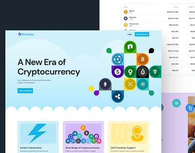 Binaloka - Crytocurrency landing page design b2c backswitch binance company clean design cryptocurrency cryptocurrency web design digital product figma fun design graphic design landing page mobile app realproject responsive design trading platform ux web design website website design