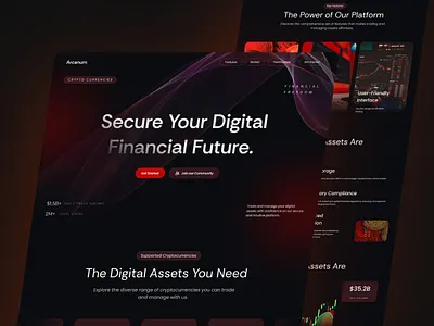 Cryptocurrency Dark Futuristic Landing Page about us app blockchain blog button card crypto crypto dashboard design cryptocurrency dashboard design ecommerce landing landing page design modern modern app design portfolio ui website