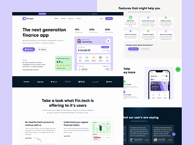 💸 Fintech - Finance Management App Landing Design animation animation video app app animation app design app landing page app landing page design branding clean design finance management finance management app fintech minimal mobile app mobile app landing page money management ui ux ux design
