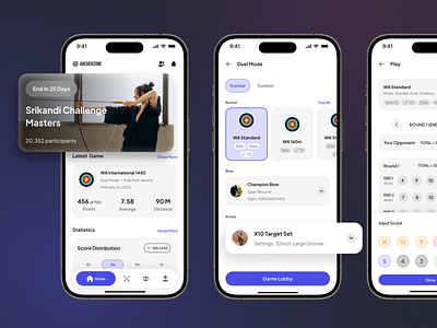 Archerzone - Archery Mobile App app archery clean club competition design game gameplay ios mobile scorecard social sport statistic template tracker ui ui kit ux