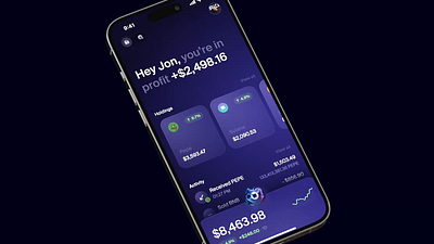 Crypto Wallet App animation app blockchain buy crypto explore feed gradient grid ios mobile news portfolio search token tokens ui ux video wallet
