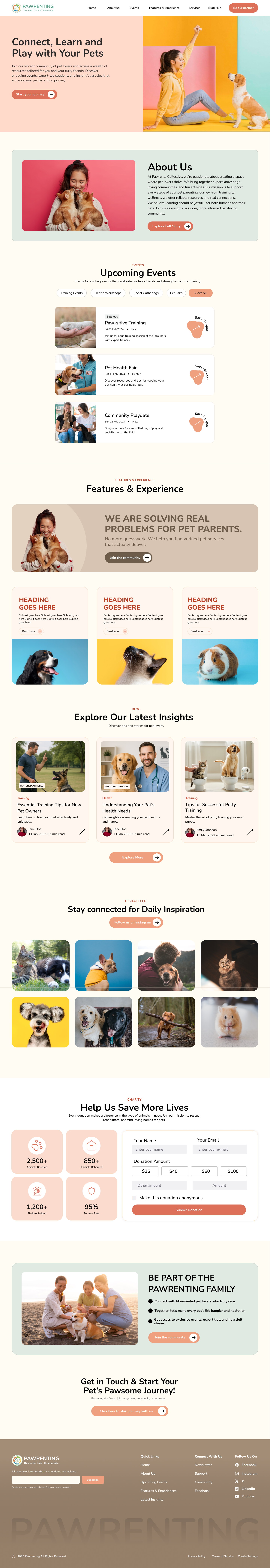 Pawrenting – Pet Care & Community Website Design app branding design graphic design illustration pet petcare typography ui ux