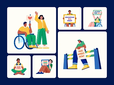 Awareness Illustration Art Set activism art awareness campaign cause creative design digital diversity equality flat graphic health humanity illustration minimal modern social support vector