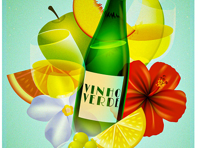Wine Poster (1) - Vinho Verde design foods fruits illustration portugal wine poster vinho verde vintage wine wine poster