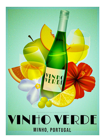 Wine Poster (1) - Vinho Verde design foods fruits illustration portugal wine poster vinho verde vintage wine wine poster