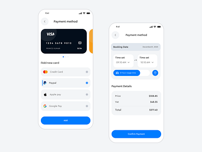 Payment Page - Parking Mobile App app design booking app car app car charging app car parking app charging app ios location tracker app mobile app parking app payment app payment details payment experience payment option payment screen payment setting payment view paymentuipage ui ux