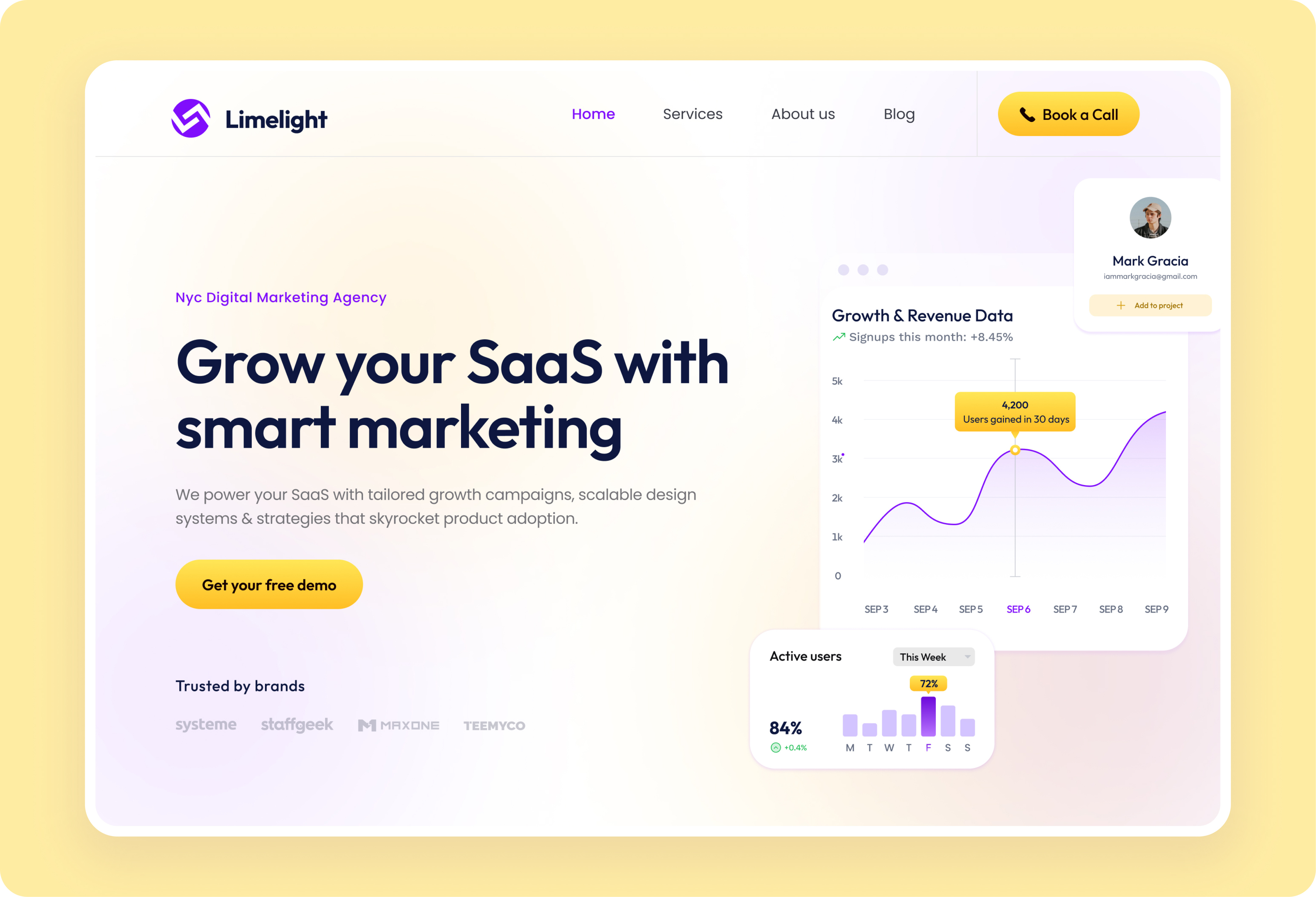 SaaS Marketing Landing Page ai artificial intelligence b2b crm landing page landing page design marketing marketing website modern saas sales start up ui ui design uiux web design website