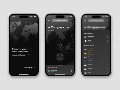 VPN iOS App 😎 app application design ios iphone map mobile app security ui vpn