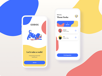GODOG: Dog Walking App app design product design ui ux