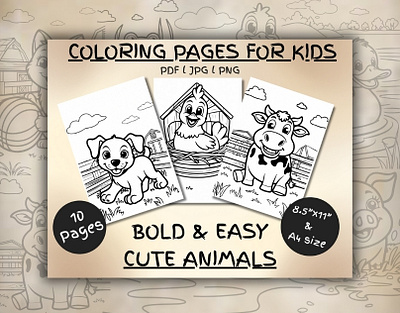 Bold & Easy Cute Animals Coloring Pages for Kids creative animal coloring pages