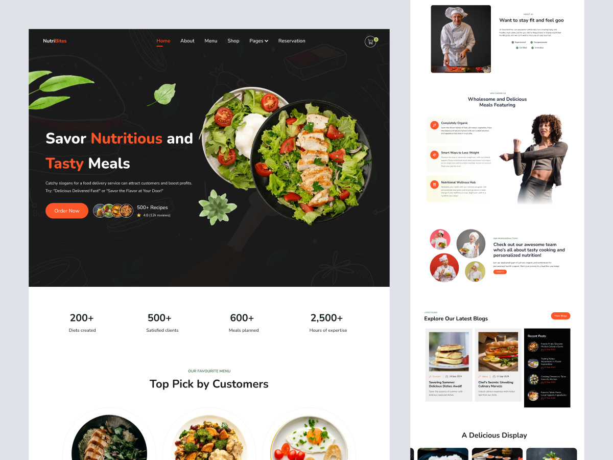 NutriBites - Restaurant Landing Page landing page ui design restaurant landing page top ui design ui ui design website ui design
