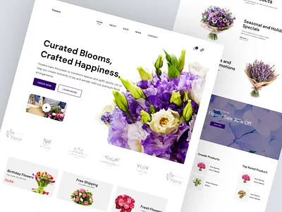 Florevo - Flower Shop Website Design flowers landing page ui design landing page ui design modern website design tap design ui design